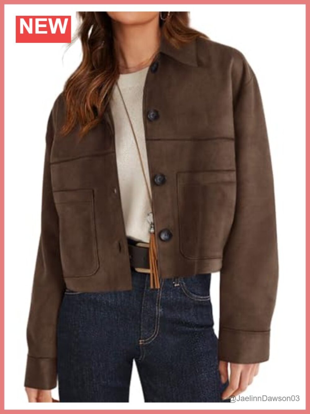 Faux Suede Shacket Jacket Lightweight Cropped Aviator Coat